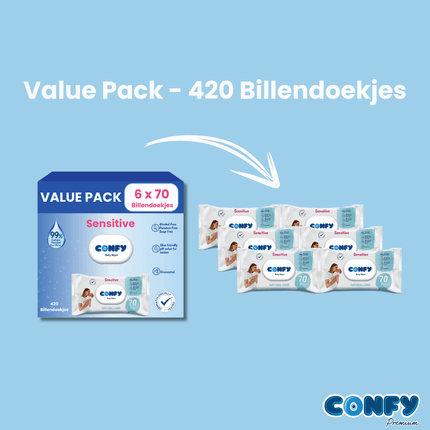 Sensitive Billendoekjes - 6x70 - Value Pack