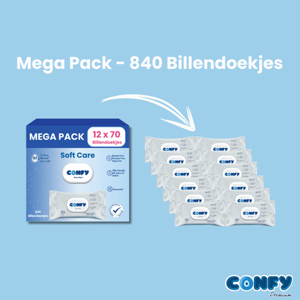 Soft Care Billendoekjes - 12x70 - Mega Pack