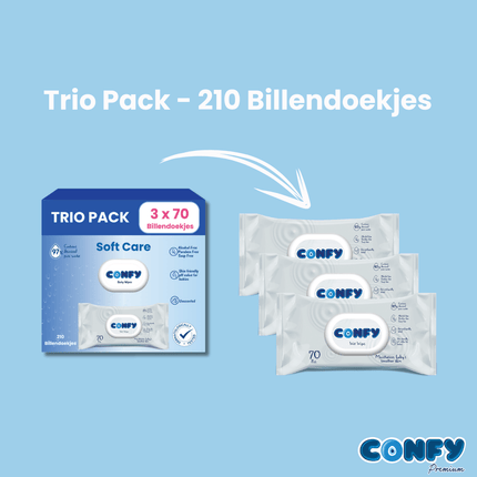 Soft Care Billendoekjes - 3x70 - Trio Pack