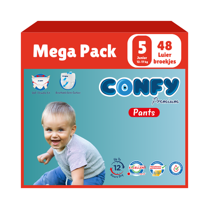 Confy Premium Pants Mega pack Luierbroekjes 48 luierbroekjes doos achtergrond
