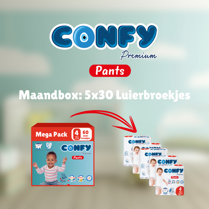 Confy Premium Pants Luierbroekjes verpakkingen verzendoos maandbox 5x30