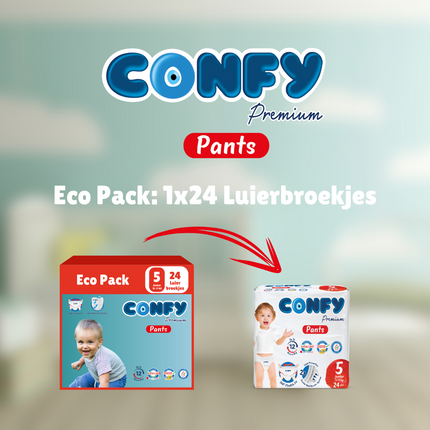 Confy Premium pants luierbroekjes eco pack 1x24 luierbroekjes groene achtergrond