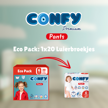 Confy Premium Pants Luierbroekjes verpakking eco pack 1x24 achtergrond groen
