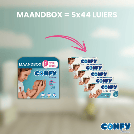 Maat 1 - (2kg-5kg) - 220 Luiers - Maandbox