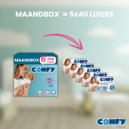 Maat 2 - (3kg-6kg) - 200 Luiers - Maandbox