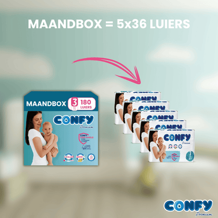 Maat 3 - (4kg-9kg) - 180 Luiers - Maandbox
