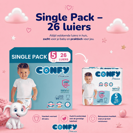 Confy Premium maat 5, Single Pack met 26 babyluiers voor 11-18kg
