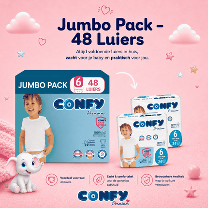 Confy Premium maat 6, Jumbo Pack met 48 babyluiers voor 15+kg
