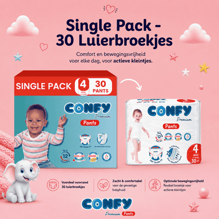 Confy Premium Pants maat 4, Single Pack met 30 Luierbroekjes voor 9-14kg