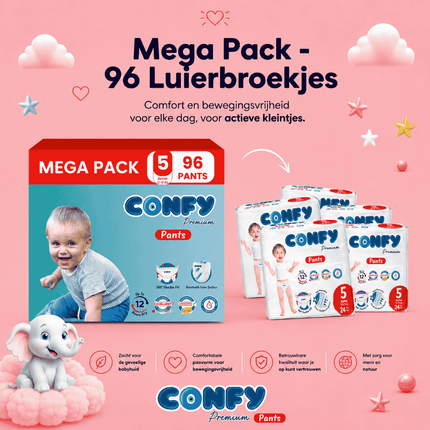 Confy Premium Pants maat 5, Mega Pack met 96 Luierbroekjes voor 12-17kg