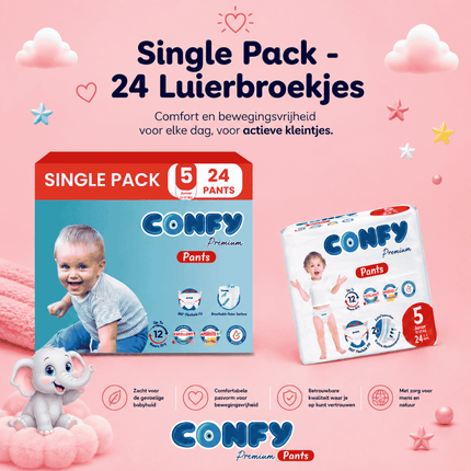 Confy Premium Pants maat 5, Single Pack met 24 Luierbroekjes voor 12-17kg