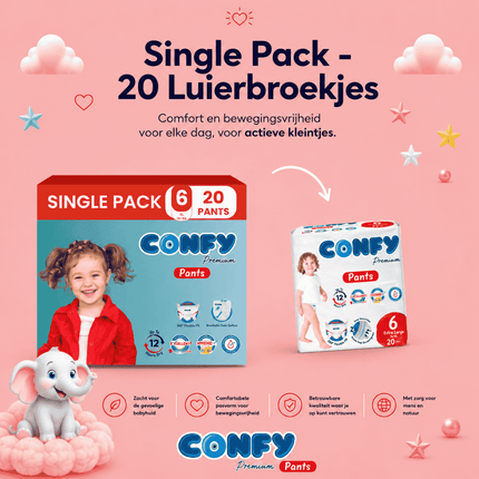 Confy Premium Pants maat 6, Single Pack met 20 Luierbroekjes voor 15+kg