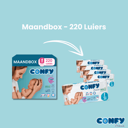 Maat 1 - (2kg-5kg) - 220 Luiers - Maandbox