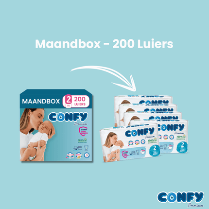 Maat 2 - (3kg-6kg) - 200 Luiers - Maandbox